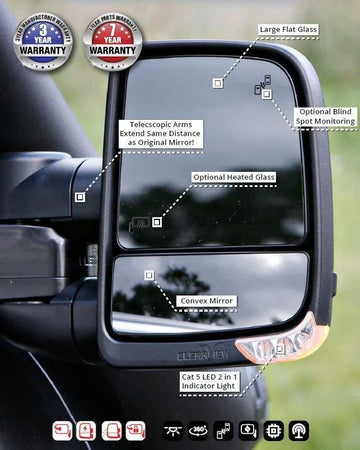 Clearview Next Gen Towing Mirror for Ford Ranger & Wildtrak PX Models Oct 2011 to 2021 - Brixton 4x4 - Buy Online Now!